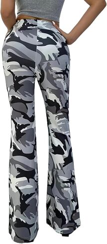 Women's Camouflage High Waisted Skinny Bell Bottom Flared Pants in Kuwait