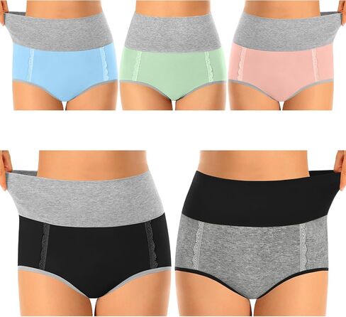 MISSWHO Cotton High Waisted Womens Underwear Soft Stretch Breathable Full Coverage Ladies Panties Multipack in Saudi Arabia