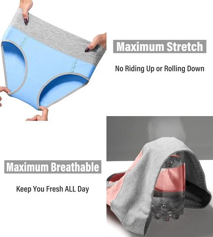 MISSWHO Cotton High Waisted Womens Underwear Soft Stretch Breathable Full Coverage Ladies Panties Multipack in Saudi Arabia