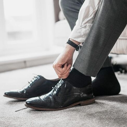 DarkCom Mens Dress Socks, Black Socks for Men, 6 Pairs Classic Cotton Polyester Socks, Reinforced, Cozy in Kuwait