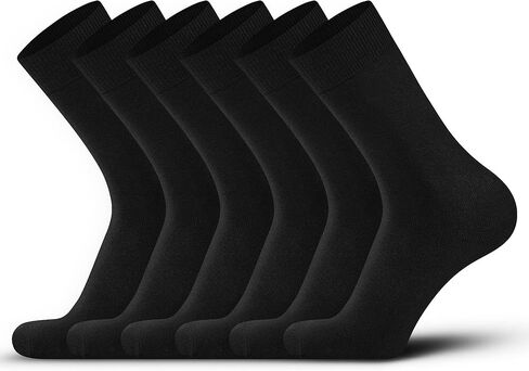 DarkCom Mens Dress Socks, Black Socks for Men, 6 Pairs Classic Cotton Polyester Socks, Reinforced, Cozy in Kuwait