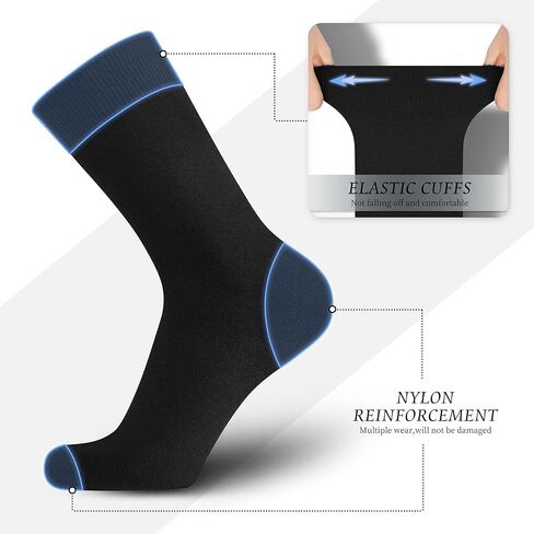DarkCom Mens Dress Socks, Black Socks for Men, 6 Pairs Classic Cotton Polyester Socks, Reinforced, Cozy in Kuwait