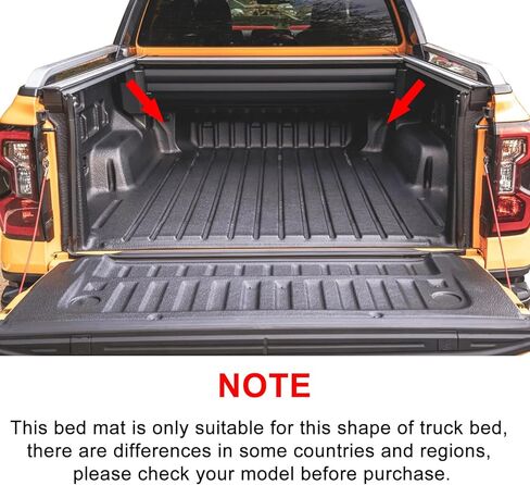 حصيرة سرير الشاحنة SMABEE وحصيرة الباب الخلفي لسيارة Ford Ranger 2024 2025 (سرير 5 أقدام، 59.6 بوصة) سجادة سرير السيارة TPE لجميع الأحوال الجوية، بطانة حماية صندوق السيارة، ملحقات داخلية باللون الأسود in Kuwait