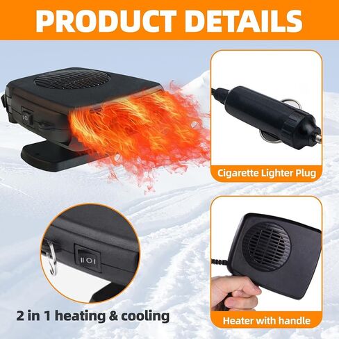 Car Heater, 2025 New Upgrade 2 in 1 Fast Heating Car Heater Car essentials,12V 150W Car Heater that Blow Hot Air, Portable Car Heater That Plugs into Cigarette Lighter in Saudi Arabia