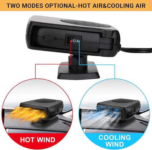 سخان سيارة 200 واط - سخان محمول للسيارة 12 فولت سخان السيارة الذي يتم توصيله بولاعة السجائر، سخانات السيارة 12 فولت للمركبة 3 في 1 تسخين وتبريد سريع لسخانات إزالة الصقيع عن الزجاج الأمامي للسيارة in Kuwait