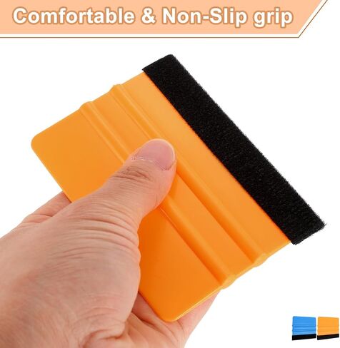 HARFINGTON 2pcs Vinyl Squeegee, Felt Edge Vinyl Wrap Decal Squeegee Tool, 4-Inch Car Vinyl Film Scraper Plastic Squeegee for Car Wrap, Sign Making, Window, Pink+Green, Rectangle in Kuwait