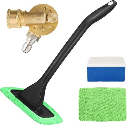 3 Piece Car Wash Kit, Windshield Cleaner Tool + Pressure Washer Quick Connect Pivoting Coupler + Car Wash Wipe, Car Cleaning Kit for Windshield, Trucks, SUVs, RVs, Home Windows- Blue in Saudi Arabia