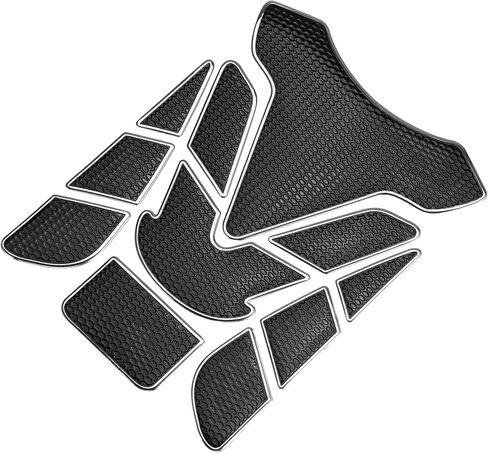 Universal 3D Motorcycle Gas Tank Decal 7.68''x5.63'' Gas Tank Protector Sticker Fuel Oil Gas Tank Pad Protector Sticker PVC Rubber Black Silver Tone in Saudi Arabia