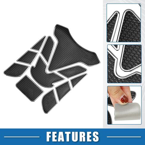 Universal 3D Motorcycle Gas Tank Decal 7.68''x5.63'' Gas Tank Protector Sticker Fuel Oil Gas Tank Pad Protector Sticker PVC Rubber Black Silver Tone in Saudi Arabia