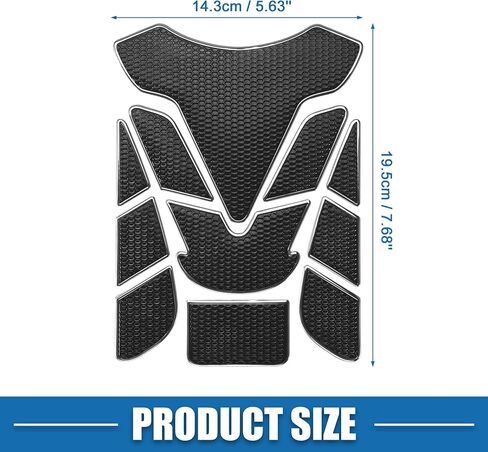 Universal 3D Motorcycle Gas Tank Decal 7.68''x5.63'' Gas Tank Protector Sticker Fuel Oil Gas Tank Pad Protector Sticker PVC Rubber Black Silver Tone in Saudi Arabia
