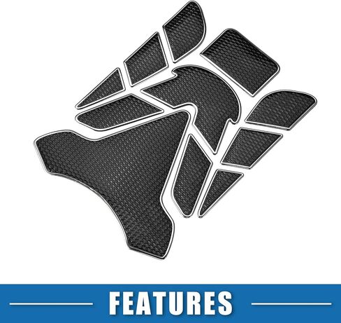 Universal 3D Motorcycle Gas Tank Decal 7.68''x5.63'' Gas Tank Protector Sticker Fuel Oil Gas Tank Pad Protector Sticker PVC Rubber Black Silver Tone in Saudi Arabia