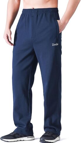 Zoulee Men's Open-Bottom Cotton Track Pants Sweatpants Jogging Pants with Zip Fly in Saudi Arabia