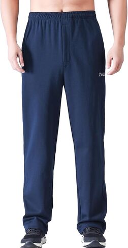 Zoulee Men's Open-Bottom Cotton Track Pants Sweatpants Jogging Pants with Zip Fly in Saudi Arabia