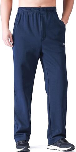 Zoulee Men's Open-Bottom Cotton Track Pants Sweatpants Jogging Pants with Zip Fly in Saudi Arabia