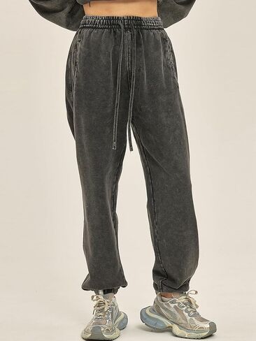 KEEPSHOWING Mens Sweatpants Athletic Acid Washed Cotton Elastic Waist Joggers Drawstring Jogger Pants Workout Long Pants in Saudi Arabia