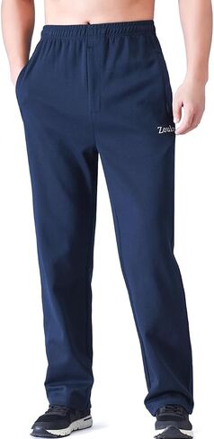 Zoulee Men's Open-Bottom Cotton Track Pants Sweatpants Jogging Pants with Zip Fly in Saudi Arabia