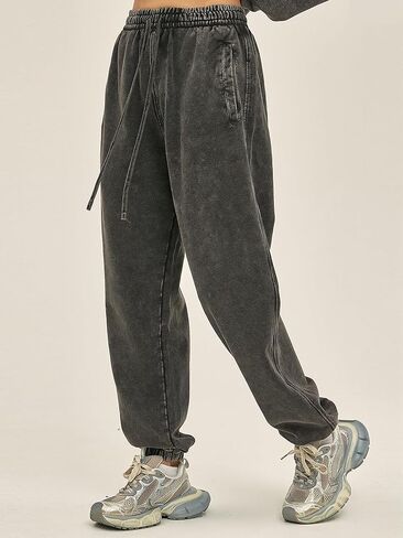 KEEPSHOWING Mens Sweatpants Athletic Acid Washed Cotton Elastic Waist Joggers Drawstring Jogger Pants Workout Long Pants in Saudi Arabia