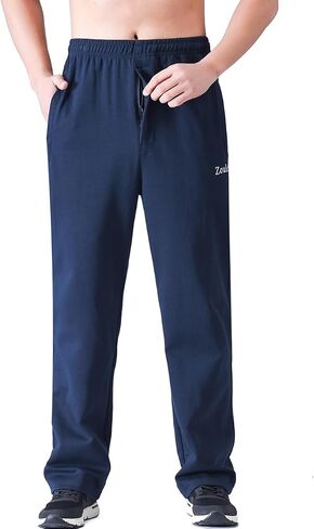Zoulee Men's Open-Bottom Cotton Track Pants Sweatpants Jogging Pants with Zip Fly in Saudi Arabia