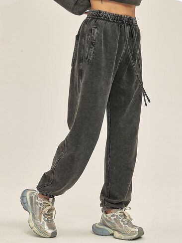 KEEPSHOWING Mens Sweatpants Athletic Acid Washed Cotton Elastic Waist Joggers Drawstring Jogger Pants Workout Long Pants in Saudi Arabia