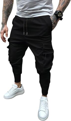 EDITCOZY Men's Cargo Pants Hiking Pants Slim Fit Stretch Lightweight Casual Gym Workout Sweatpants with Pockets in Saudi Arabia