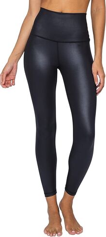 90 Degree By Reflex Womens High Waist High Shine Faux Leather Disco Ankle Leggings in Saudi Arabia