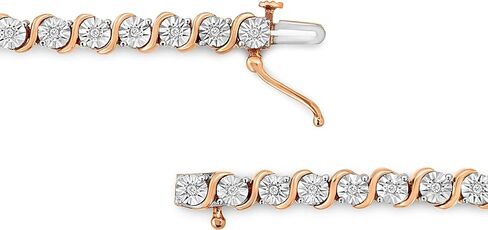 .925 Sterling Silver 1/4 Cttw Diamond Round Miracle Plate and "S" Link Tennis Bracelet (I-J Color, I2- I3 Clarity) - 7" - Choice of Metal Colors in Kuwait