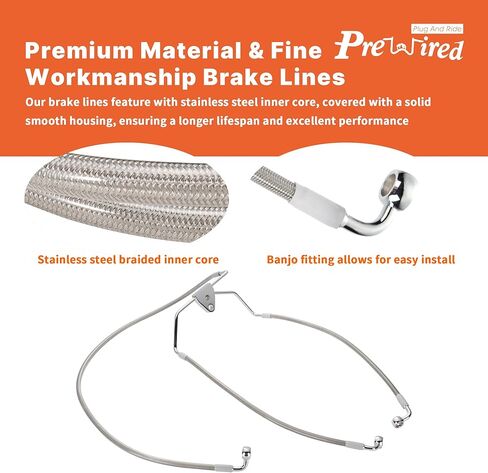 كابلات مقود التجول بطول 12 بوصة من الفينيل وخط فرامل ممتد وكابل القابض وCAN-Bus وTBW لـ 2008-2013 Harley Road King/Electra Glide/Street Glide/Road Glide غير ABS، فضي in Kuwait