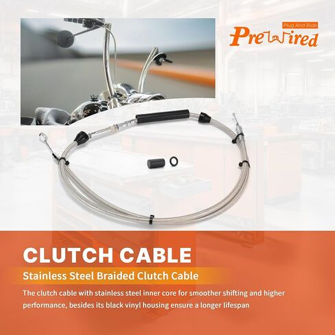 كابلات مقود التجول بطول 12 بوصة من الفينيل وخط فرامل ممتد وكابل القابض وCAN-Bus وTBW لـ 2008-2013 Harley Road King/Electra Glide/Street Glide/Road Glide غير ABS، فضي in Kuwait