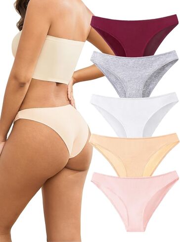 Buankoxy Cotton Bikini Underwear High Cut No Show Cheeky Panties for Women Ladies Hipster in Saudi Arabia