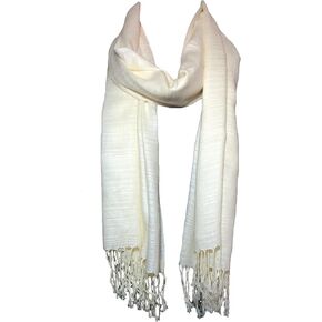 100% Natural Pure Silk Scarf, Solid Color Plain Scarves Soft Winter, Ivory
