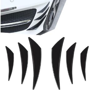 6 PCS Car Front Bumper Lip Splitter Kit, 3 Specifications Soft Rubber Spoiler Canards Decorative Accessories, Side Skirts Body Anti-Collision Diffuser, Universal for Cars (Carbon Fiber Black)