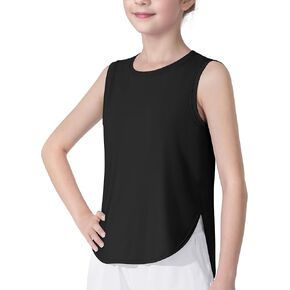 HASMES Girls Tank Tops Quick Dry Athletic Top Cute Sleeveless Shirts Dance Yoga Workout Tops