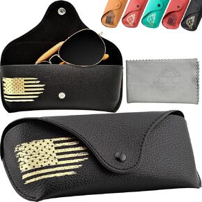 Leather Glasses Case - Slim Glasses Case for Men and Women - Portable Sunglasses Case