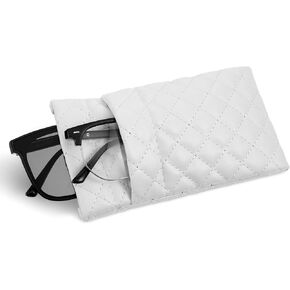 Double Eyeglasses Case, Soft Leather Glasses Case Squeeze Top Portable Sunglasses Case Pouch for Women Men