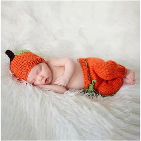 Newborn Photography Fashion Cute Halloween Pumpkins Hat Crochet Knitted Photography Outfit Set