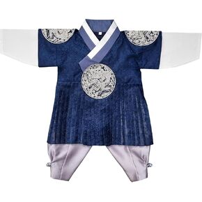 Korean Traditional Baby Boy Hanbok Dark Navy 100 days-10 years Dol First Birthday Party Baikil Party Pleated 철릭 GBH029