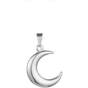 Sterling Silver Solid Double-Sided Shiny Crescent Moon Charm Pendant