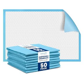 Serenelife Disposable Under Pads | 50 Count Incontinence Pads for Pets, Babies, Kids & Adults | Super Absorbent & Leak-Resistant | 36 x 23 Inch Chuck Pads | Water-Resistant PE Backsheet