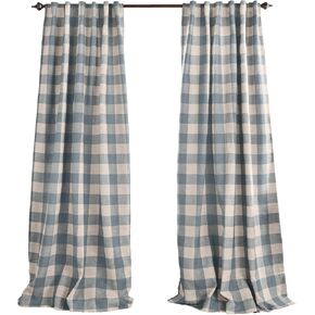Elrene Home Fashions Farmhouse Living Grainger Buffalo-Check Blackout Window Curtain, Living Room and Bedroom Drape with Rod Pocket Tabs, 52" x 84", Chambray, 1 Panel