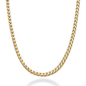 Miabella Solid 18K Gold Over 925 Sterling Silver Italian 2.5mm Franco Square Box Link Chain Necklace for Men Women, Made in Italy