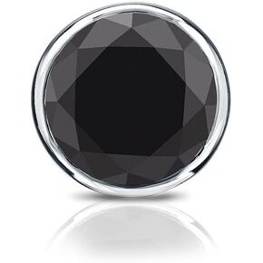 Diamond Wish 18k Gold Round Black Diamond SINGLE STUD Earring (1/4-1ct TW) Bezel Set, Screw-Back