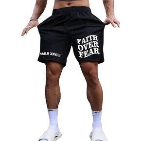 SOLY HUX Men's Letter Graphic Drawstring Waist Track Shorts Casual Workout Athletic Gym Shorts Streetwear