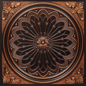 238ag-24x24-25 Rose Window PVC 2' x 2' Lay-in or Glue-up Ceiling Tile, Pack of 25, Antique Gold, 25 Piece