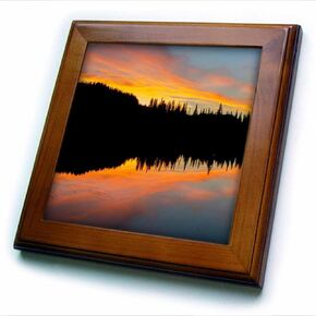 3dRose USA Washington، Mt Rainier Np Sunrise Over انعكاس بحيرة بلاط مؤطر، 8 × 8 بوصة