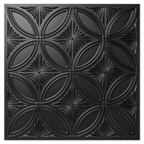 Art3d Decorative PVC Black Drop Ceiling Tile 2ft x 2ft, Glue up 3D Wall Panel 24 x 24in.12pcs