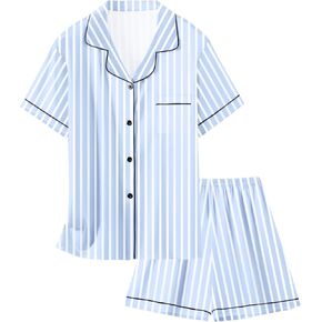 Schbbbta Satin Pajama Set for Girls Button-down Silk Pajamas Sleepwear Loungewear, Red Heart Pink, 4-5T = Tag 120