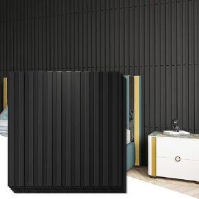 Art3d 6-Pack Slat Design 3D Wall Panels for Interior Wall Decor, 2x4 FT PVC Decorative Drop Ceiling Tiles - Black