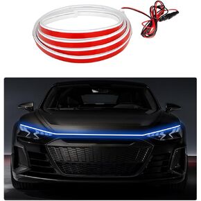 Car Hood Light Strip, 79 Inches Flexible Automotive Engine LED Strip Dynamic Hood Light Strip, Waterproof Daytime Running Lights for Cars Trucks SUVs, Car Accessories (White)
