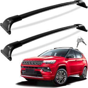 260lbs Lockable Roof Racks Cross Bars Compatible with Jeep Compass 2018-2025, Aluminum Heavy Duty Roof Rails Crossbars Rooftop Cargo Basket Carrier Bag Luggage Rails Kayak Canoe Snowboard