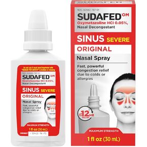 Sudafed Sinus Severe Original Nasal Spray, 12 Hour Nasal Spray Decongestant for Fast, Powerful Congestion Relief Due to Colds or Allergies, Oxymetazoline HCl .05% Nose Spray, 1 fl. oz